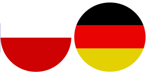 Poland Official flag with Germany national flag, both countries flags in Round shape and isolated on white background
Circular colorful design Flag with together.