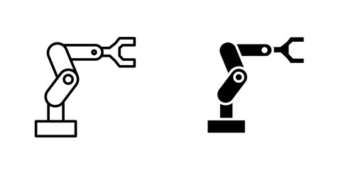 Industrial robot icon, robotic arm icon vector. Linear style sign for mobile concept and web design. robotic arm symbol illustration. Pixel vector graphics - Vector.