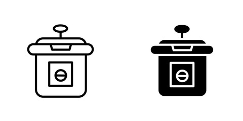 Pressure cooker icon in line style icon, isolated on white background