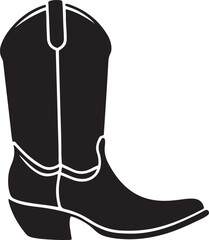 cowboy boot silhouette vector, leather black boot 