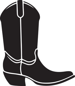 cowboy boot silhouette vector, leather black boot 