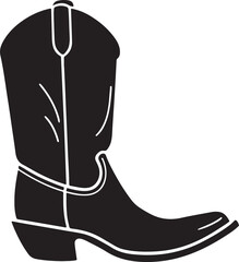 cowboy boot silhouette vector, leather black boot 