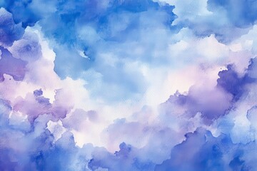 Fototapeta premium Colorful abstract watercolor cloud formation in blue and purple shades capturing a serene and peaceful atmosphere