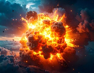 Huge explosion over clouds