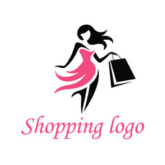 Stylish Woman Shopping Logo - Fashion, Boutique & Retail