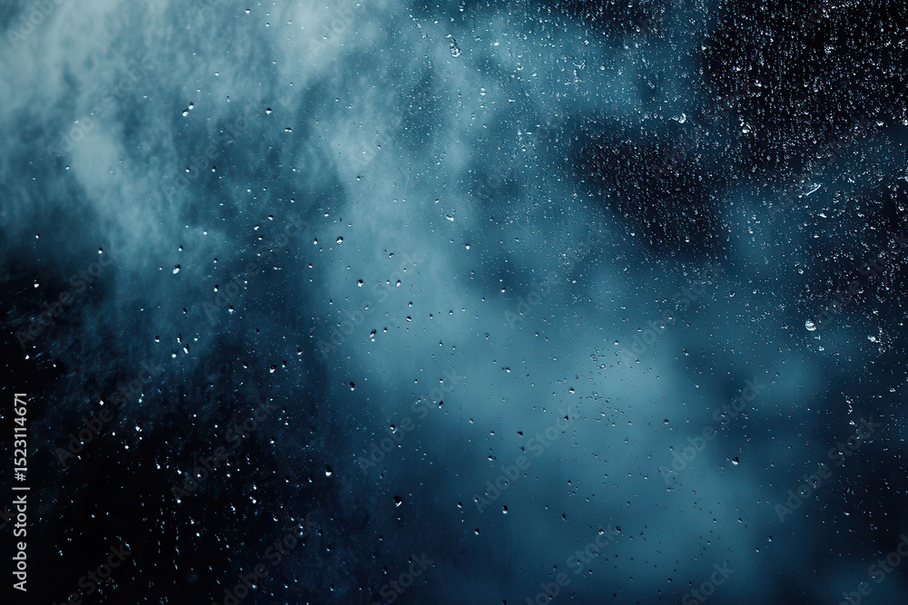 Poster dynamic water droplets create mesmerizing patterns in dark atmosphere