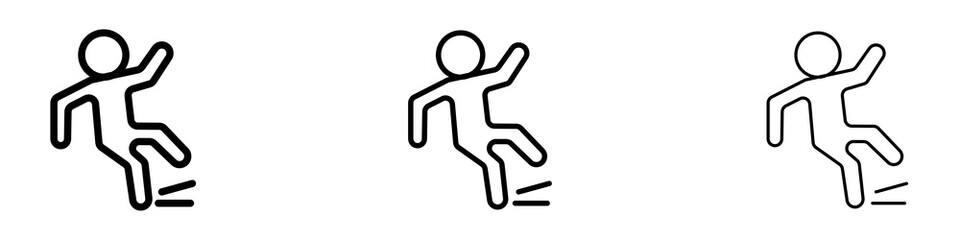 Slippery floor icons for web site, mobile application. Logo illustration.