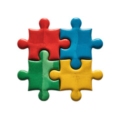 Obraz premium Colorful Puzzle Pieces Forming an Idea Isolated on PNG