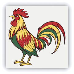 Rooster sketch engraving black and white outline. Scratch board imitation. illustrated in vintage line art style on a white background.