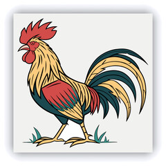 Rooster sketch engraving black and white outline. Scratch board imitation. illustrated in vintage line art style on a white background.