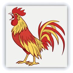 Rooster sketch engraving black and white outline. Scratch board imitation. illustrated in vintage line art style on a white background.