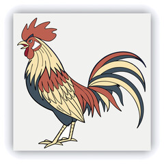 Rooster sketch engraving black and white outline. Scratch board imitation. illustrated in vintage line art style on a white background.