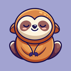 Cute Baby Sloth Sleeping Peacefully – Adorable Jungle Animal Vector Cartoon
