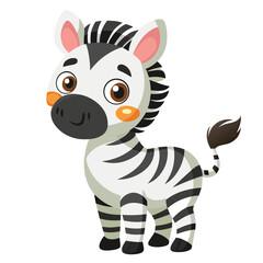 Cute Zebra Waving Hello &ndash; Friendly Animal Cartoon Vector Icon Isolated on White
