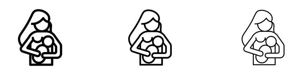 Breastfeeding icons for web site, mobile application. Logo illustration.