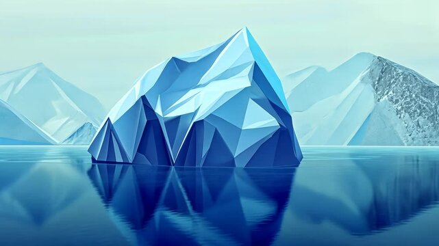 Blue Diamond Origami Illustration Geometric Crystal Gemstone Art