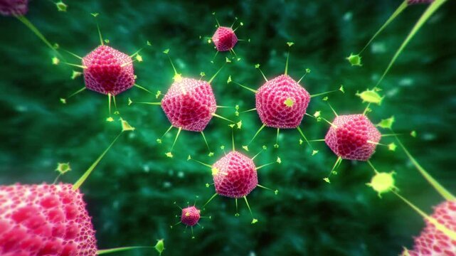 Microscopic View of Adeno-Associated Viruses in Replication