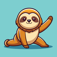 Cute Sloth Stretching – Relaxing Animal Sport Cartoon Vector Icon Isolated
