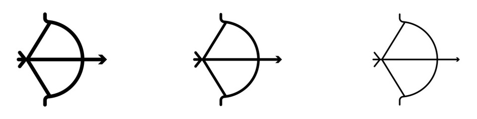 Archery icons for web site, mobile application. Logo illustration.