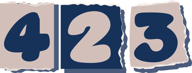 423 Retro torn paper number Design art
