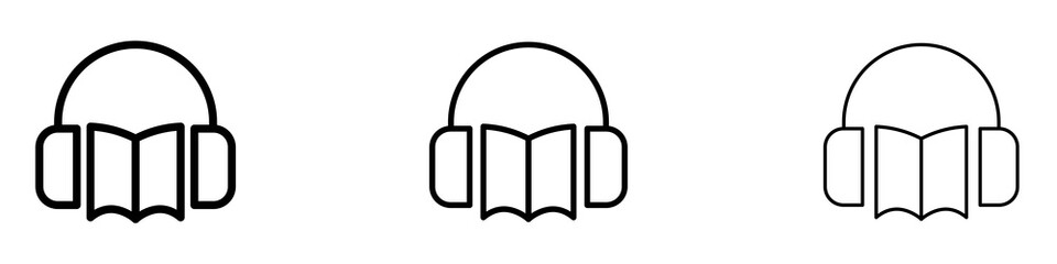 Audio book icons for web site, mobile application. Logo illustration.