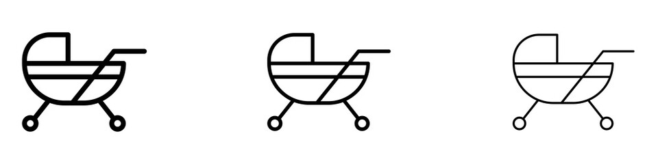 Baby carriage icons for web site, mobile application. Logo illustration.