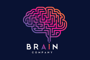 Creative Brain Logo for Tech Company Branding symbolizing intelligence, innovation and technology