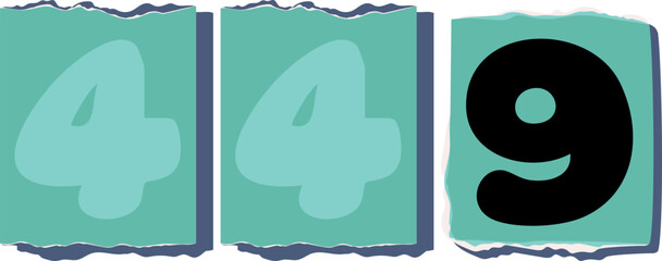 449 Retro torn paper number Design art