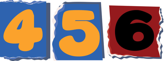 456 Retro torn paper number Design art