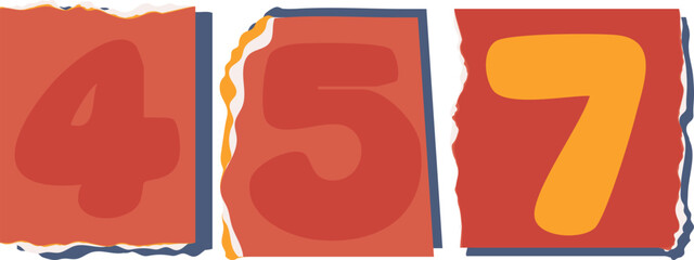 457 Retro torn paper number Design art