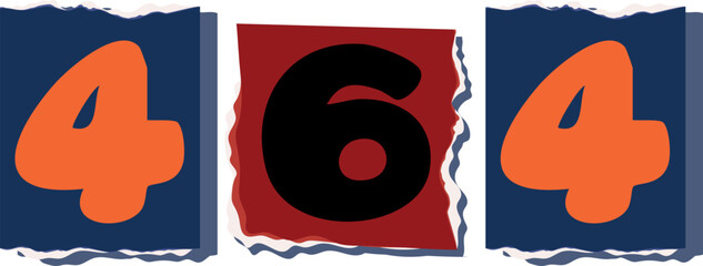 464 Retro torn paper number Design art