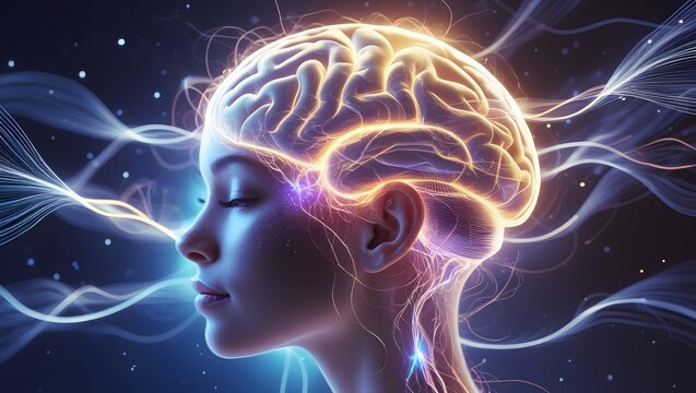 Futuristic Neural Network Brain with Glowing Circuits—Cyberpunk AI Intelligence Concept, High-Tech Digital Matrix, Sci-Fi Neural Pathways, Abstract Human-Machine Fusion, Minimalist Tech Art for Vector - Powered by Adobe