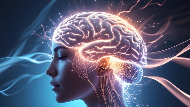 Futuristic Neural Network Brain with Glowing Circuits—Cyberpunk AI Intelligence Concept, High-Tech Digital Matrix, Sci-Fi Neural Pathways, Abstract Human-Machine Fusion, Minimalist Tech Art for Vector