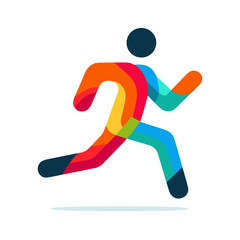Abstract colorful running figure vector art on transparent background showcasing movement and modern athletic expression for active lifestyle branding