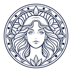 floral profile art nouveau female silhouette 