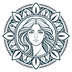 floral profile art nouveau female silhouette 