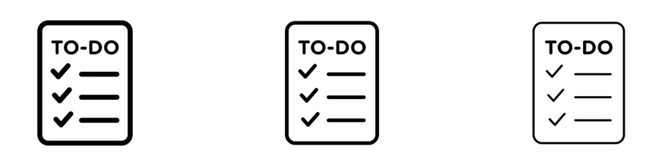 Todo list icons. Thin linear graphic pictogram for website