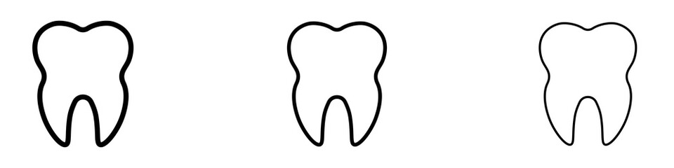 Tooth icons. Thin linear graphic pictogram for website