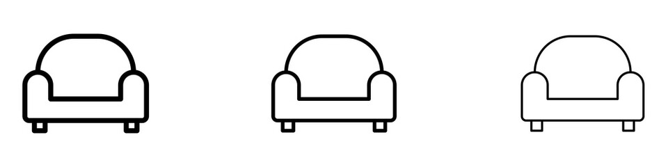 Sofa icons. Thin linear graphic pictogram for website