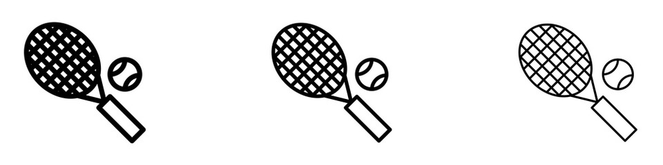 Tennis icons. Thin linear graphic pictogram for website