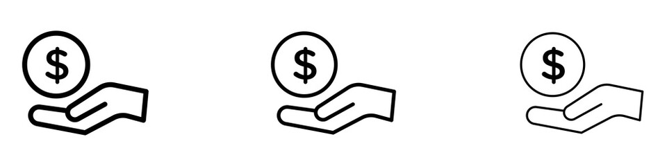 Savings icons. Thin linear graphic pictogram for website