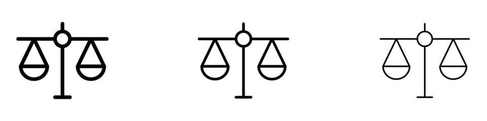 Scales of justice icons. Thin linear graphic pictogram for website