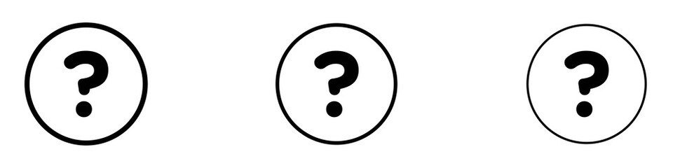 Question mark icons. Thin linear graphic pictogram for website