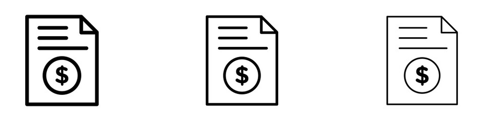 Receipt icons. Thin linear graphic pictogram for website