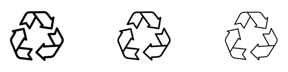 Recycle icons. Thin linear graphic pictogram for website