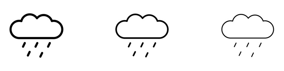 Rain icons. Thin linear graphic pictogram for website