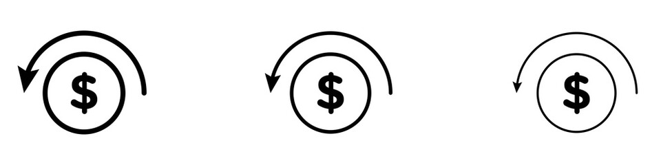 Refund icons. Thin linear graphic pictogram for website