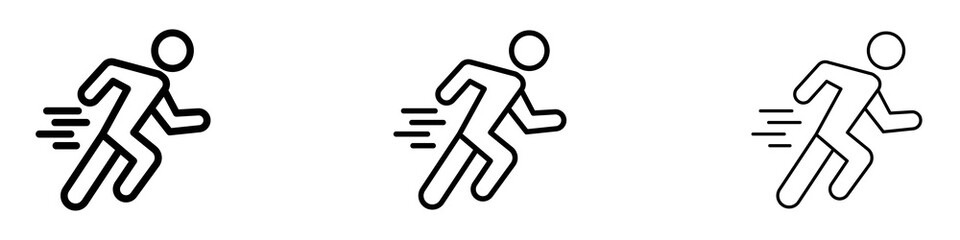 Running icons. Thin linear graphic pictogram for website