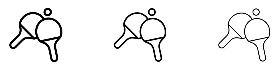 Ping pong icons. Thin linear graphic pictogram for website