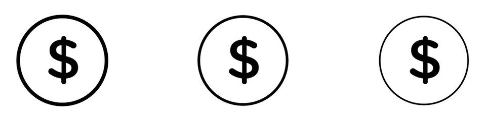 Money icons. Thin linear graphic pictogram for website